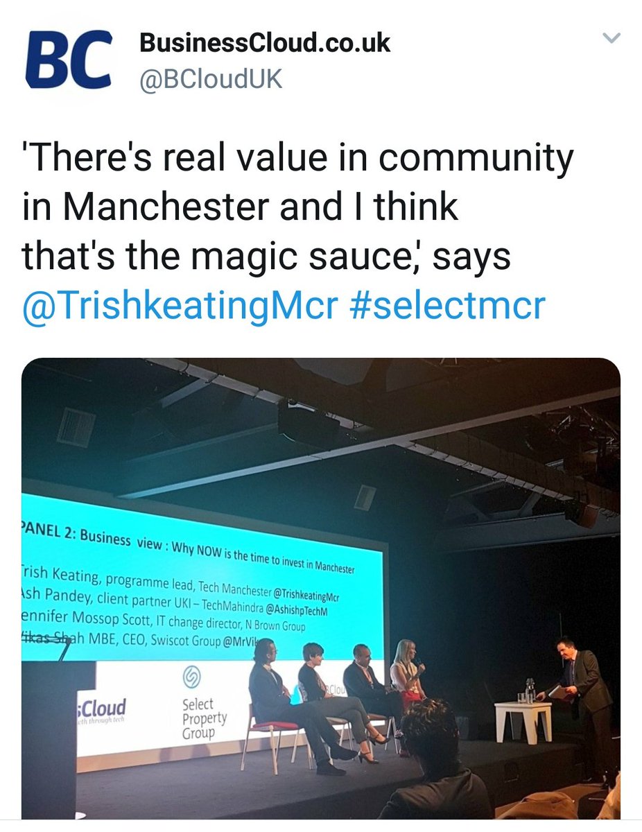 mancmade's tweet photo. There's just one reason to invest your talent, your money, your future in our Creative Manchester & @TrishkeatingMcr is spot on.
My view; we're not an environment we're a community. Understand that, you'll understand #Manchester. Everything else is gravy 😉 #SelectMCR #mancmade https://t.co/E3dH7J2wMG