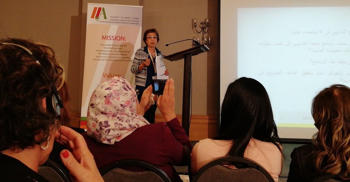 DalalRahme's tweet photo. Dr. Maud speaking about the educational training program created at Shamaa institute based on the need of our region's institutions when it comes to research skills. @LebLibAssociati #LLA_4th_Conf #LLA2018 #LLA_Conference https://t.co/1o4M67Tcpf