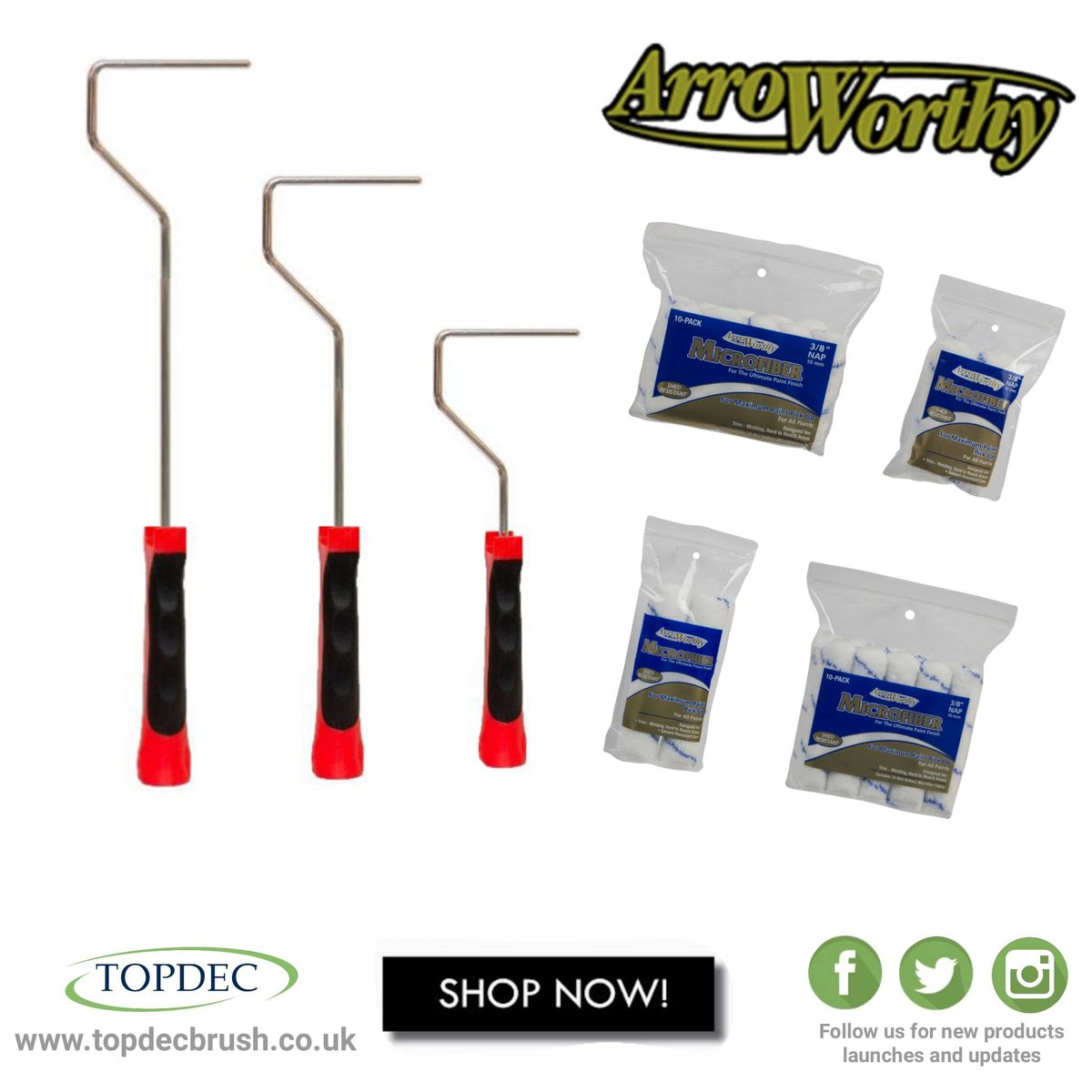 topdecbrush's tweet image. The perfect combo! The @ArroWorthy #barracuda push fit frames and the #arroworthy Microfiber sleeves.

Get yours now at topdecbrush.co.uk 

#arroworthypaintapplicators #rollers #microfiber #newproducts #topdec