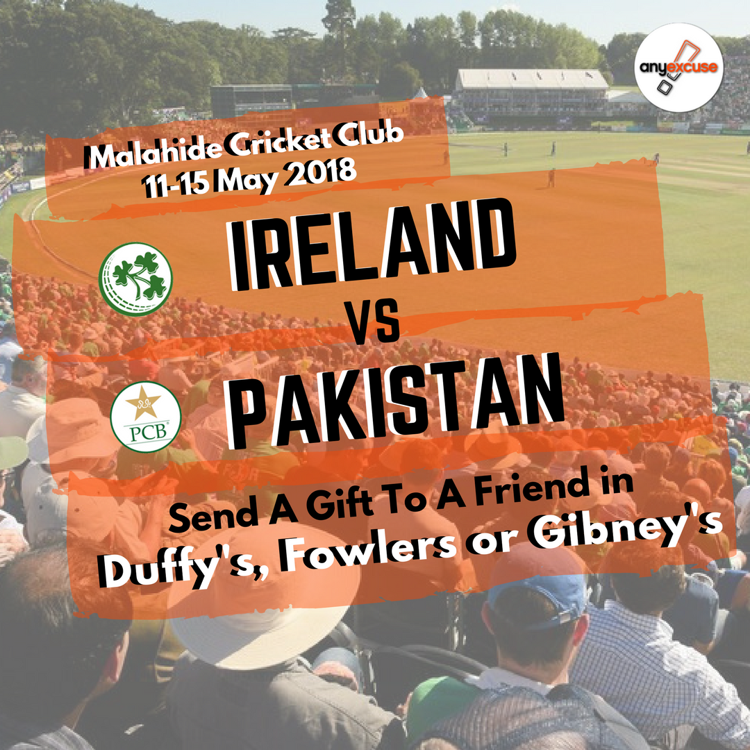anyexcusehq's tweet photo. @Irelandcricket face @TheRealPCB in their 1st historical mens test match from 11th-15th May in @MalahideCC 🏏 Gift a drink to a friend in @DuffysMalahide , @Fowlers12 or @GibneysMalahide by heading over to https://t.co/uYnGviahF6 🎁 #AnyExcuse #gifting #cricket #BackingGreen ☘️ https://t.co/eS7mPEb04x