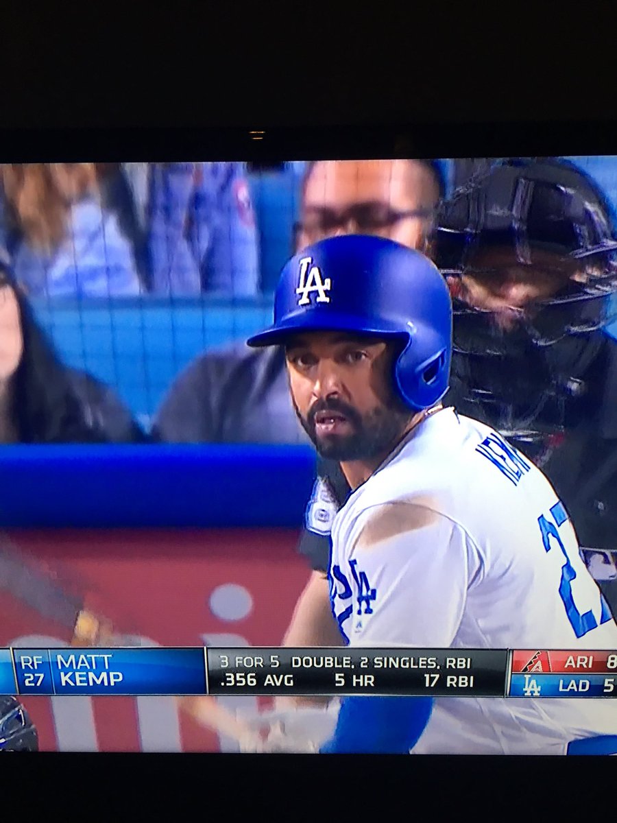 AllisonNow5's tweet photo. Third straight three-hit game for #MattKemp who leads the National League. #Com465 https://t.co/51lqmX10he