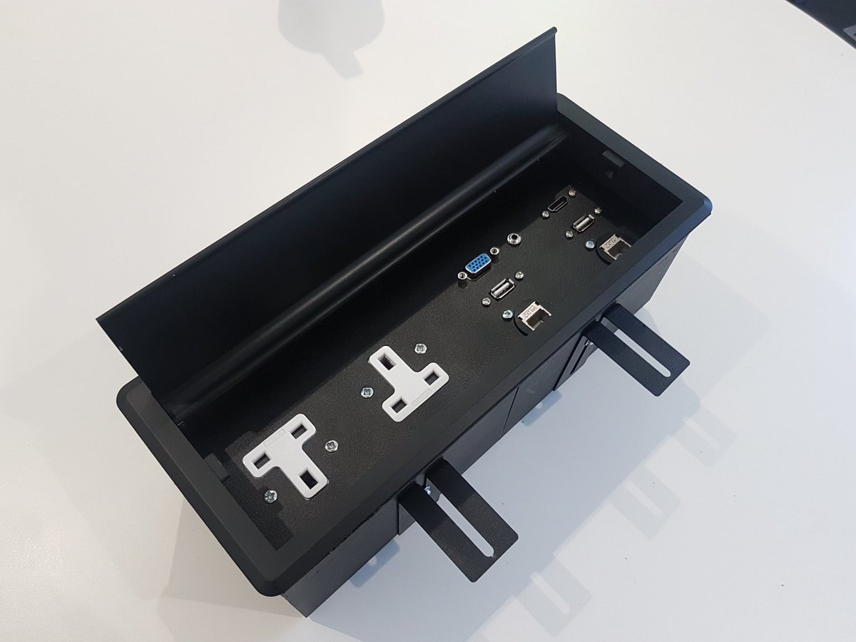 avplates's tweet photo. Morning All, happy #wednesday here is one of our #black #deskpods with #power #usb #hdmi#vga #data Don’t forgot #AVPlates are #EILive2018 Today pop by and say #Hello #avtweeps #smarttech #av https://t.co/dzFo2gYHRr