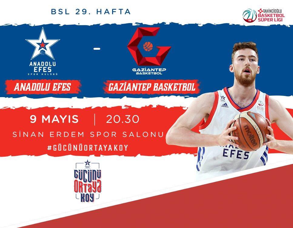 Basketbol Süper Ligi 29. Hafta maçında Gaziantep Basketbol'u ağırlıyoruz.

Normal sezonda evimizdeki oynayacağımız son maç olma özelliği taşıyan karşılaşmayı senin desteğinle kayıpsız geçerek Playoff'lara daha da moralli gitmek istiyoruz!   

mobile.tixbox.com.tr/etkinlik/4296/…