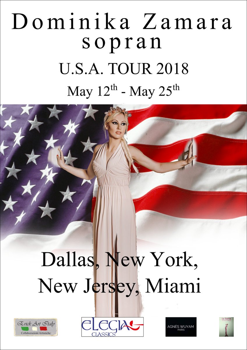 Dominika Zamara soprano
U.S.A. Tour 2018
May 12th - May 25th 
Dallas, New York, New Jersey, Miami
#soprano #concert #opera #tour #ClassicalMusic #USA