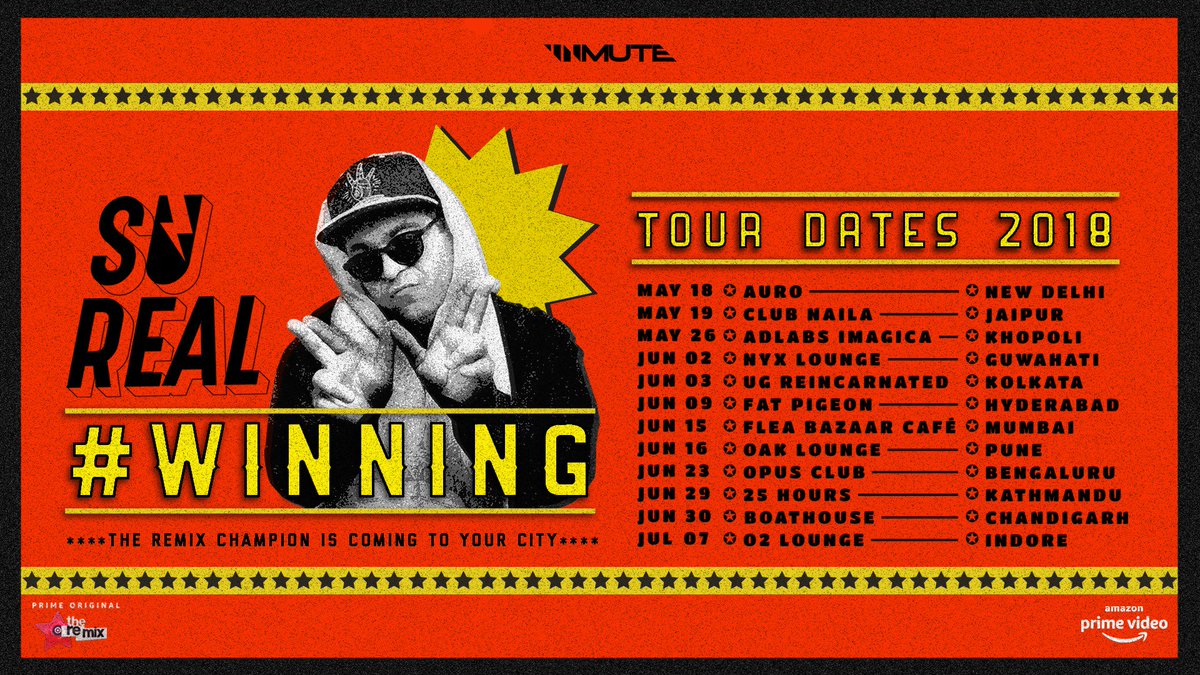 #Winning 🏆

Celebrating his success on 'The Remix' music reality show, the champion @SuRealNewDelhi is turning up to a city near you. Kicking off in Delhi on May 18, he will be travelling across India and Nepal over a period of 8 weeks! 👑