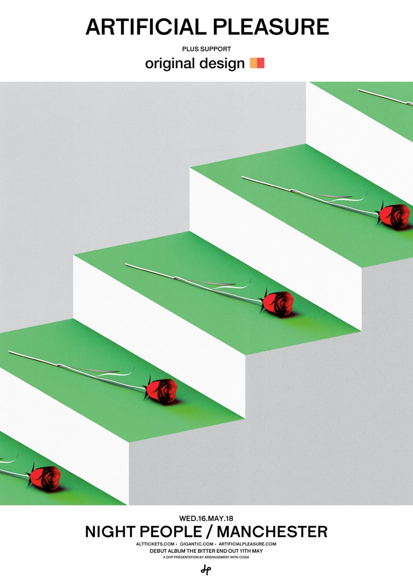 One week today, our first official outing as Original Design. We're supporting <a href="/artpleasure/">Artificial Pleasure</a> at <a href="/nightpeoplemcr/">Night People & The Twisted Wheel</a> with <a href="/DHPFamily/">DHP Family</a>.
We'll be announcing more shows soon working towards something special later in the year. It all starts here! 
Cheap ticket link: bit.ly/2vQDVx5