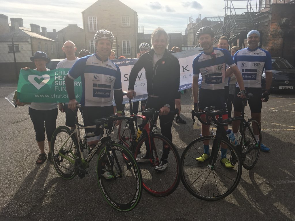 Switalskis's tweet photo. The #TourDeSwits team are ready to roll! Good luck to everyone as they embark on their 190+ miles bike ride for @CHSurgeryFund https://t.co/TOlY6iuiqc