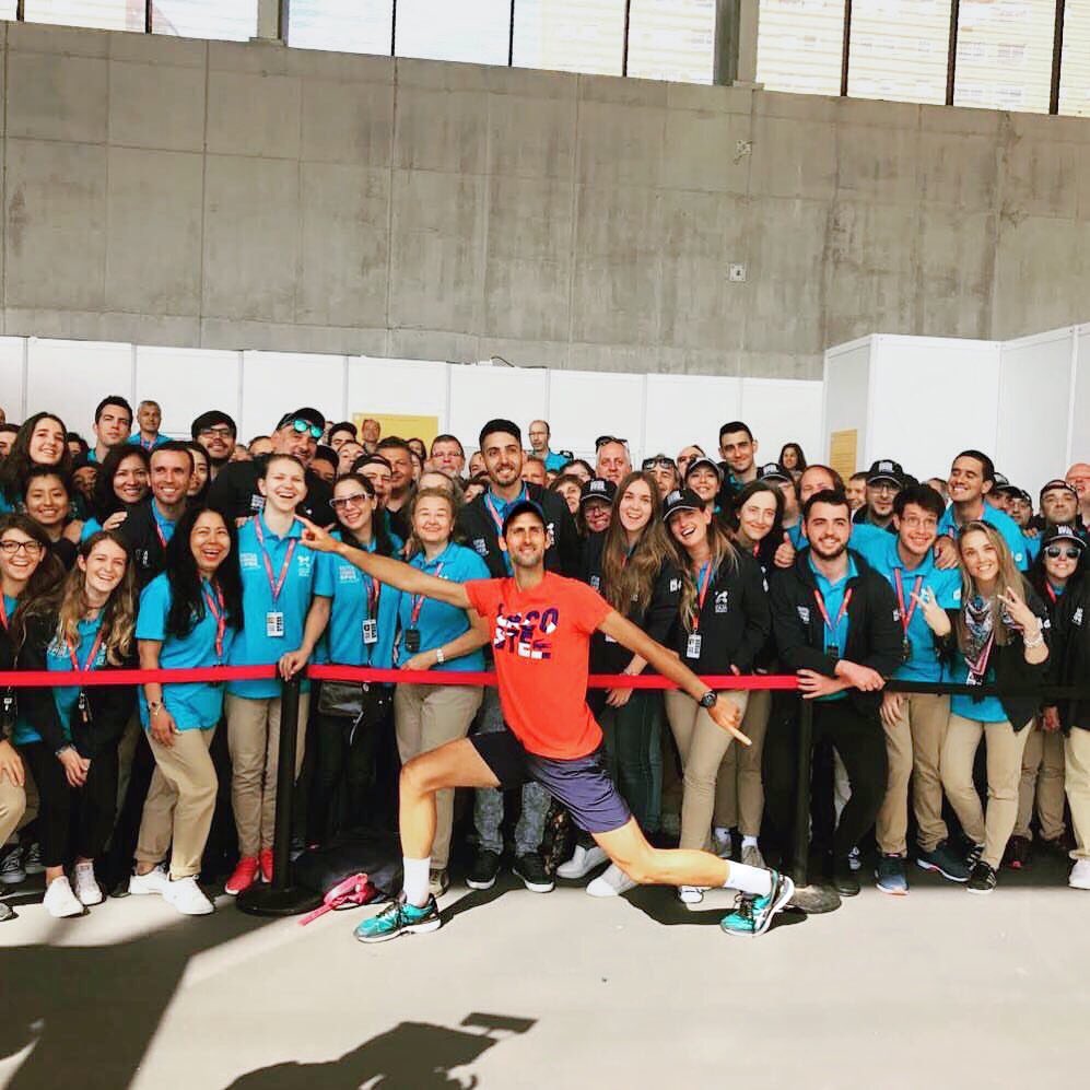 DjokerNole's tweet photo. My friends that make it all happen! Thanks for letting me get a pic 😁✌️@ATPWorldTour @MutuaMadridOpen #MMOPEN https://t.co/y4ZYeCss8f