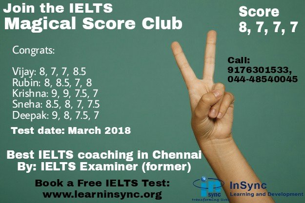 InSync_India's tweet photo. Best IELTS classes in Egmore (100 hours class at R..For more info visit...https://t.co/24kznbLL9m https://t.co/bz6KYTDR15