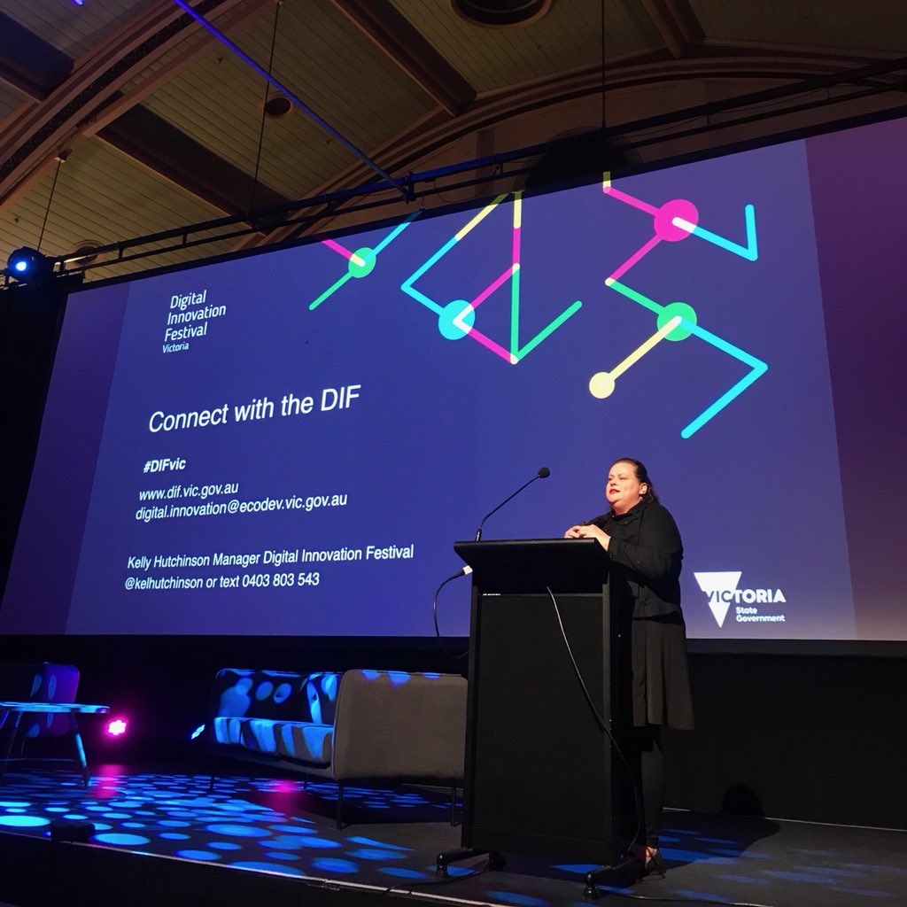 kelhutchinson's tweet image. Great to launch new Digital Innovation Festival website dif.vic.gov.au at #MKW18 #Melbtech showcase last night @MeatMarketMelb  The DIF invites entrepreneurs and innovators be part of 2018  #DIFvic @VicGovAu