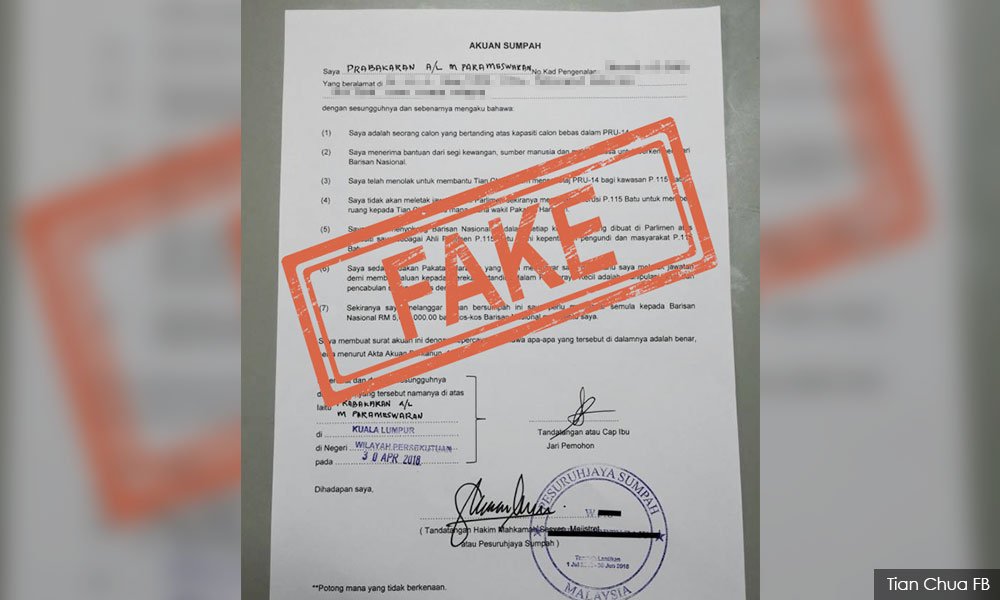 Malaysiakini Com On Twitter It S Fake Batu Independent Says Of Letter Supporting Bn Https T Co Vaq1l7me3p