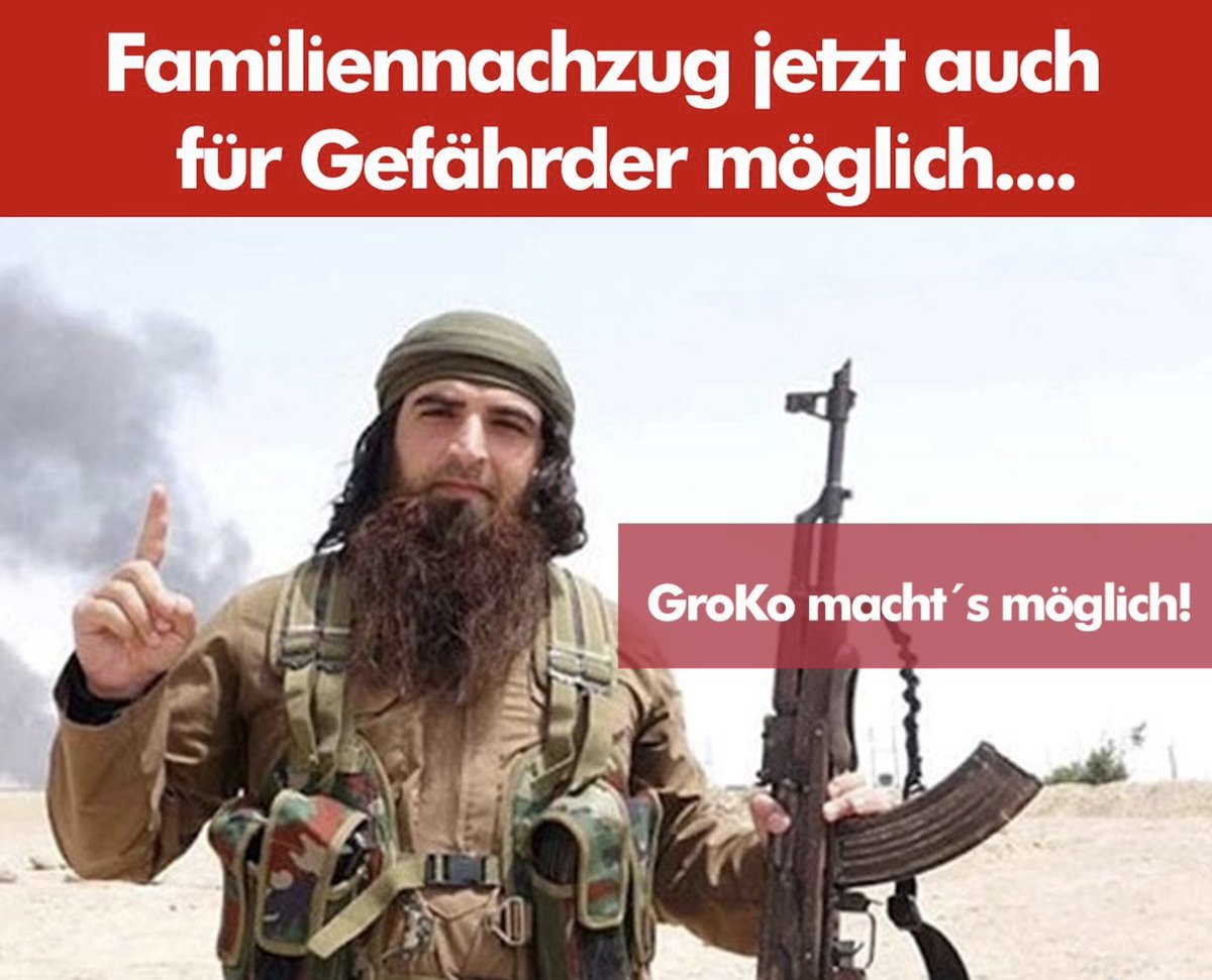 #Deutschland, ein Paradies für #Islamisten &amp; #Terroristen - Das #Bundeskabinett aus #CDU/#CSU und #SPD will den #Familiennachzug für #Gefährder grundsätzlich ermöglichen. 

Dem Wahnsinn muß endlich Einhalt geboten werden. Wählt #AFD!