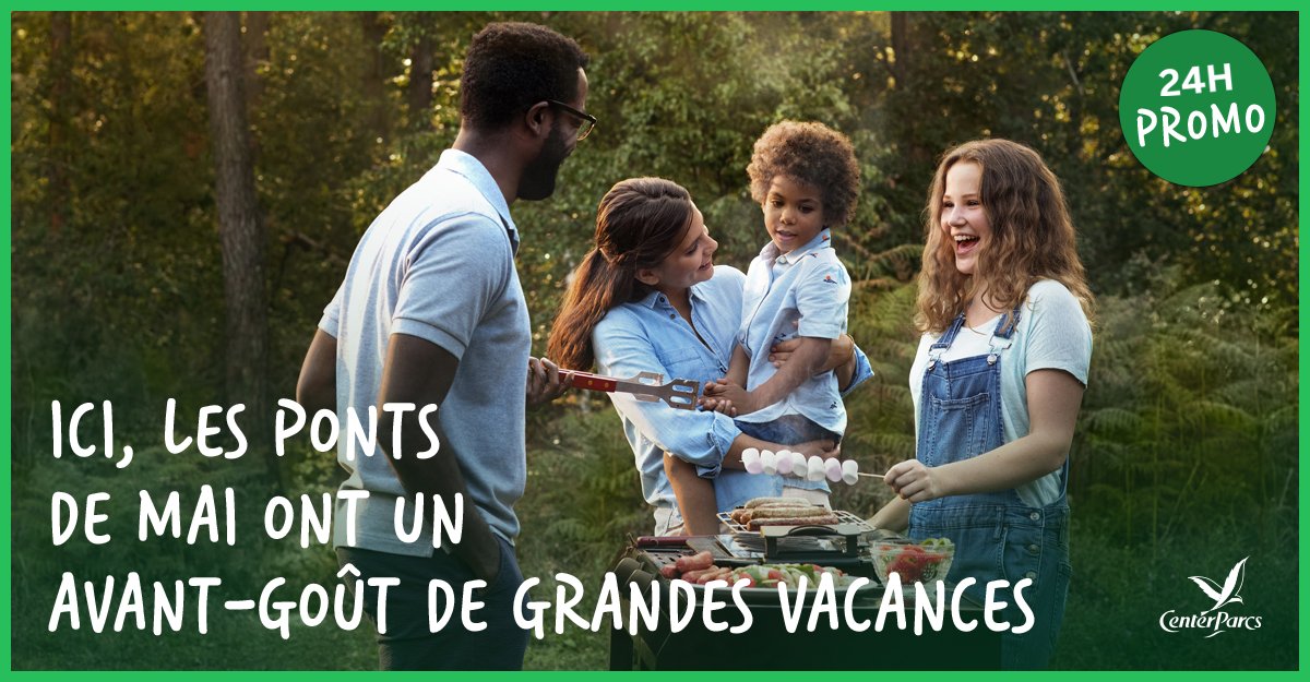 centerparcsfr's tweet photo. Dernier appel pour profiter de vos ponts de #mai en pleine #nature ! On vous offre jusqu'à -30% sur votre cottage ➡ https://t.co/w4uEBTqs2F #24HPromo #BonPlan #CenterParcs https://t.co/NBMnsnWM80