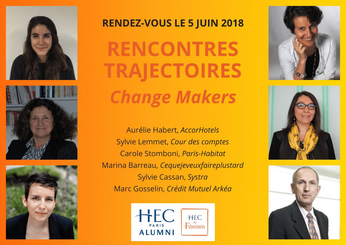 hecaufeminin's tweet image. SAVE THE DATE: 5 Juin, 2e rencontre Prix #Trajectoires 2018 avec les #ChangeMakers Aurélie HABERT (AccorHotels) Sylvie CASSAN (SYSTRA) Marc GOSSELIN (ARKEA) Marina BARREAU (CeQueJeVeuxFairePlusTard), Carole STROMBONI (Paris-Habitat) Sylvie LEMMET (CDC) ow.ly/quKJ30jRVTA
