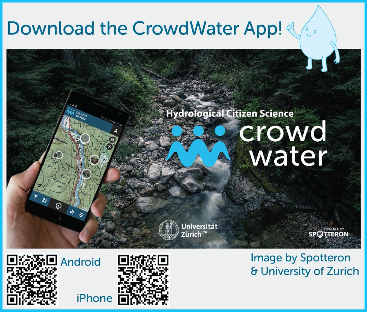 crowd_water's tweet photo. Lade dir hier unsere App für #Android (https://t.co/iYOJ9V4jTD ) und #iPhone (https://t.co/BBn03mZMdB ) runter. 
#CitizenScience #CrowdWater #Hydrology @spotteron #CitizenScienceApp https://t.co/aDRRdMx28L