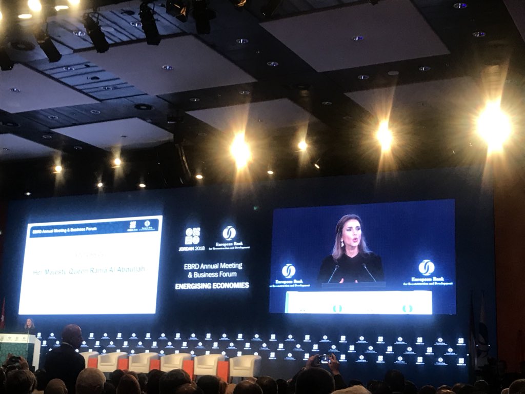 DinaWakeel's tweet photo. Two in five graduates in MENA cannot find a #job @QueenRania addressing the @EBRD the future of work session @VentureJO #JO #الاردن #EconomicDevelopment #Unemployment https://t.co/2KY8jcCJzV