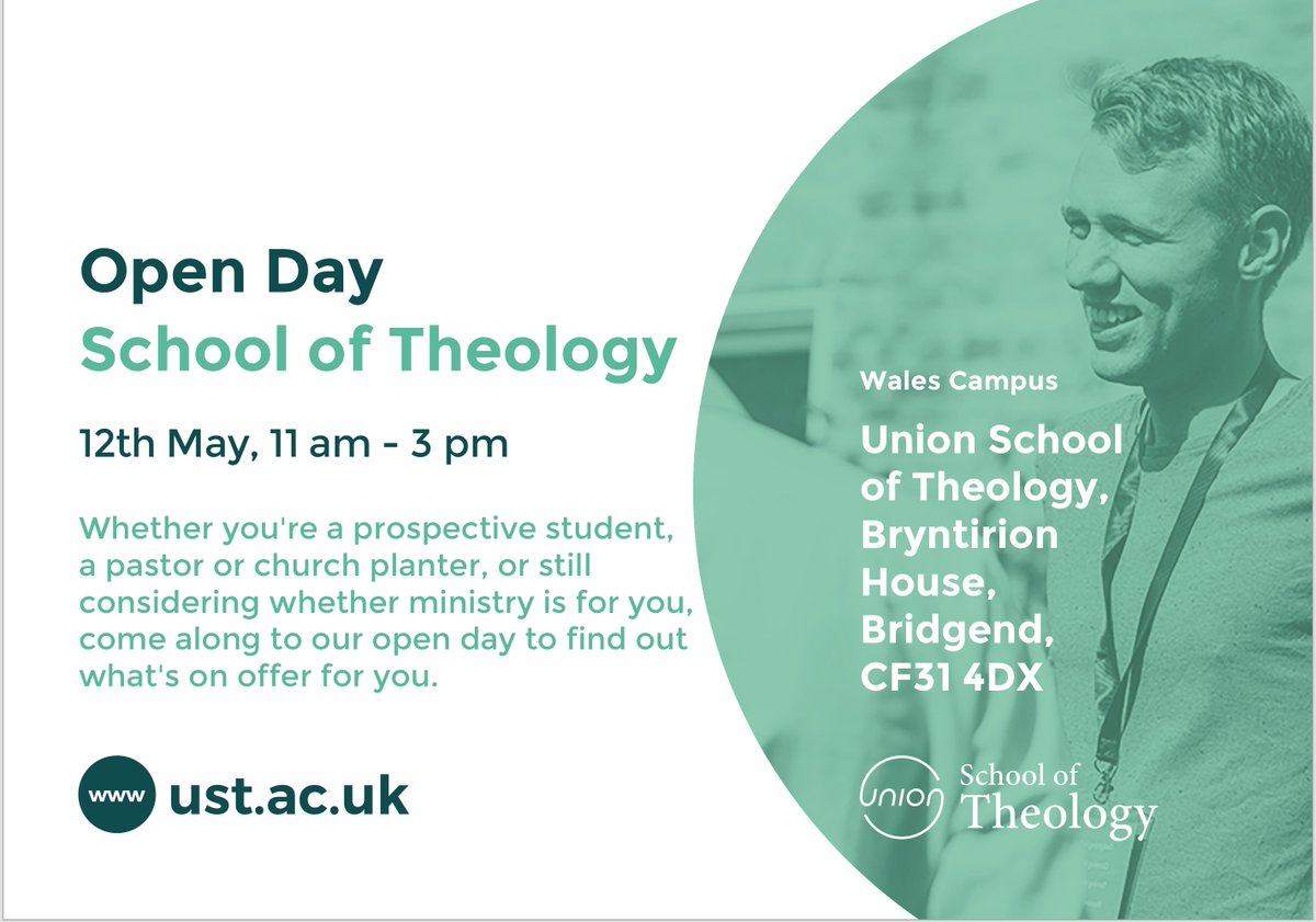 UST_admissions's tweet photo. #UST @UnionTheology Open Day this Saturday 12th May, 11am at Bryntirion Campus, Bridgend. Book online at https://t.co/IZ347vDJqX #steffenjenkins @DrRobertLetham https://t.co/nl5I1pXQgY