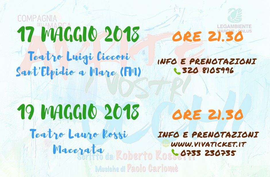Vi aspettiamo allo spettacolo finale de “La Valigia del Cacciatore di Sogni”, il progetto nato in seguito al #sisma del 2016, che andrà in scena al teatro Cicconi di Sant'Elpidio a Mare e al Teatro Lauro Rossi di #Macerata facebook.com/events/2082950… facebook.com/events/3904444…👉