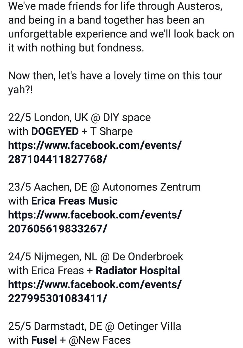 Thanks for the memories, our mates. 
Full list of dates on our Facebook x
