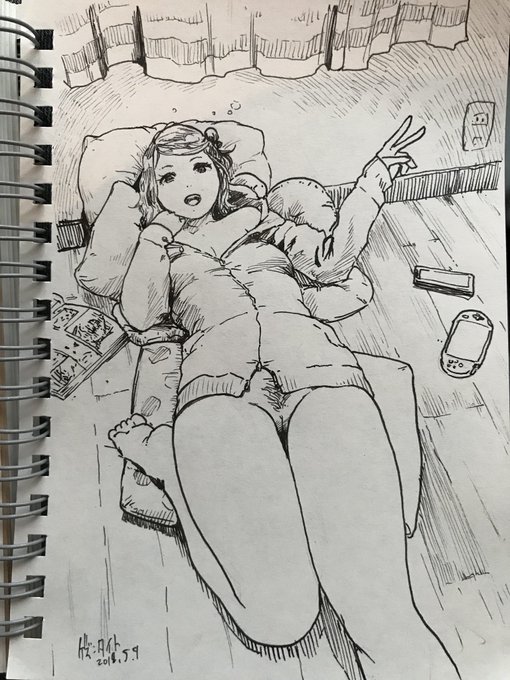 なにかをうっかり忘れちゃったまま寝てしまった女の子を描きました。、 