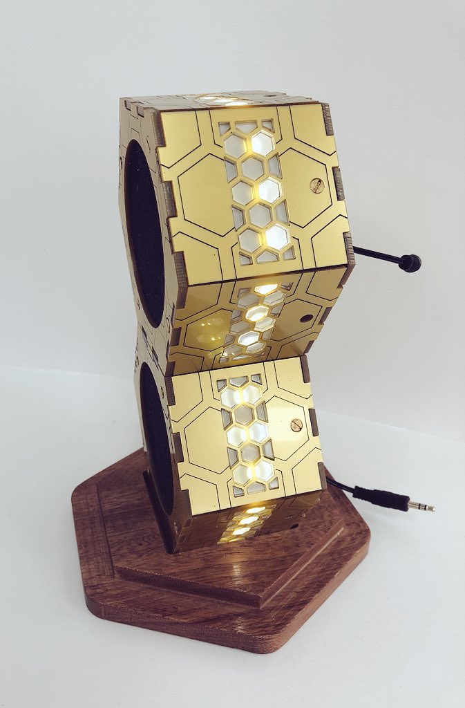 Really well thought out interlocking, honeycomb speaker design for #A2 #ProductDesign