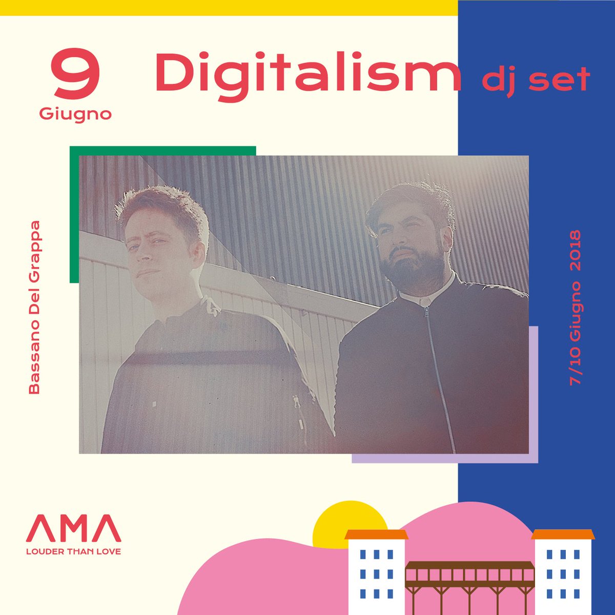 AMA Music Festival (@amafestival) on Twitter photo SABATO 9 GIUGNO
<a href="/digitalism/">DIGITALISM 🤖💻🎶</a> // AMA Music Festival
Ingresso 1€ dalle 15 alle 18 - 5€ dalle 18 in poi.
Prevendite solo su <a href="/MailTicketIT/">MailTicket Official</a>
Info: bit.ly/AmaMusicFestiv…
#amamusicfestival18 #louderthanlove SABATO 9 GIUGNO
<a href="/digitalism/">DIGITALISM 🤖💻🎶</a> // AMA Music Festival
Ingresso 1€ dalle 15 alle 18 - 5€ dalle 18 in poi.
Prevendite solo su <a href="/MailTicketIT/">MailTicket Official</a>
Info: bit.ly/AmaMusicFestiv…
#amamusicfestival18 #louderthanlove
