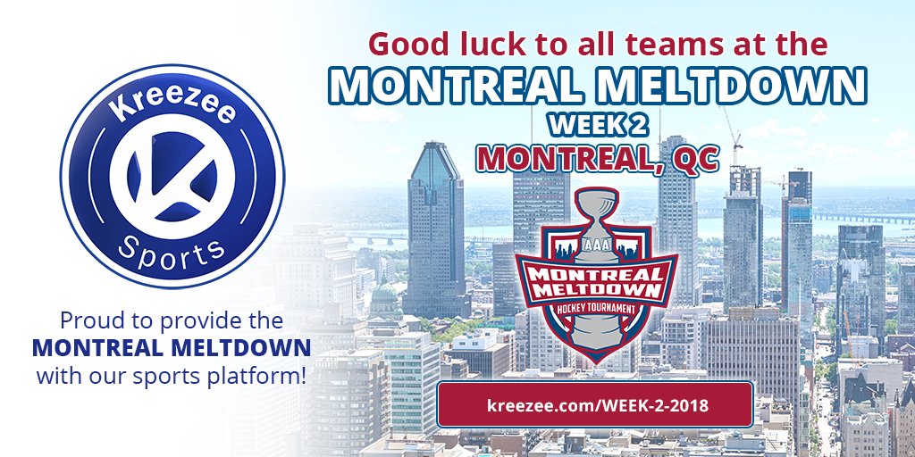 KreezeeSports's tweet photo. Good luck to all teams at the Montreal Meltdown Week 2 in MONTREAL, QC!
@C_Bandits @SLMustangs @MtlSpartansAAA @NextGenHKY @vredprospects @AhmcHockey #hockey #tournament #montreal https://t.co/J1zb5cMho7