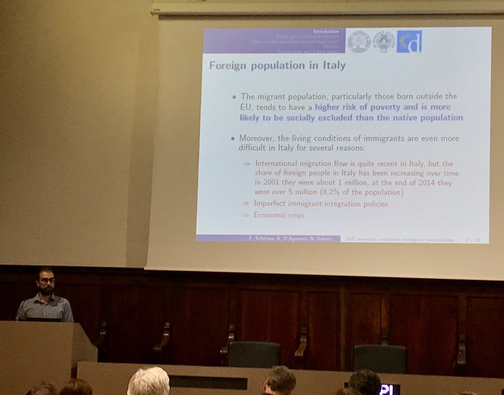 monicaprate's tweet photo. Francesco Schirripa (from @ios_foundation): “#SmallArea estimation (SAE) techniques can inform us about the relative disadvantages and #inequalities within Italian society”.
#SAMPLEU #JeanMonnetChair @Unipisa https://t.co/7NYQ1nVn9j