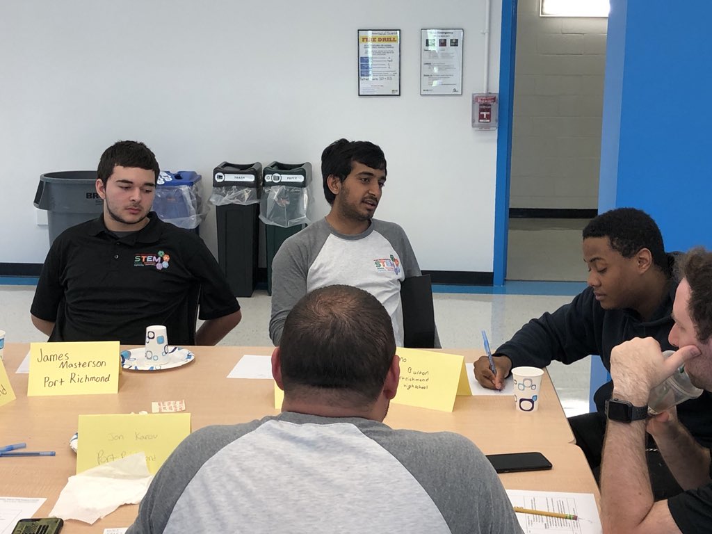 CSD31SI's tweet photo. High School + Middle School #Makerspace Think Tank in full effect.....#StuVoice &amp; #EmpowerED learners from @SITech_HS @PRHS_STEM @IS34 working collaboratively to come up w/ a plan #MakerED #BPHoS https://t.co/ZFXDsUHHTd