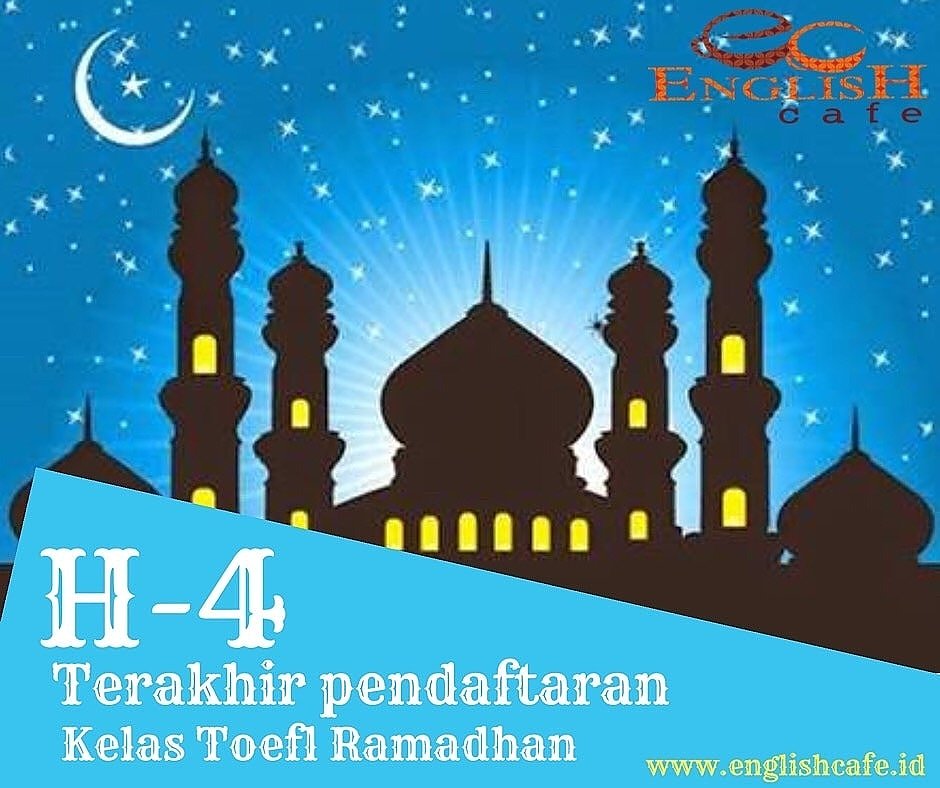 ECPusat's tweet photo. √
H-4 Terakhir pendaftaran kelas Toefl Ramadhan.
•
English Cafe
Private, Regular, Online📚
"Learning English In Cafe"
•
More Info :
📞 0877-4009-9559
📱 englishcafe.pusat
📱 DA3B7EE9 / ECJogja
🏡 KIKO 
Jl. Magelang KM. 5 No. 165, Sinduadi
•
https://t.co/WhotyOGcTq 🌐 https://t.co/BcUEr8Gaxj