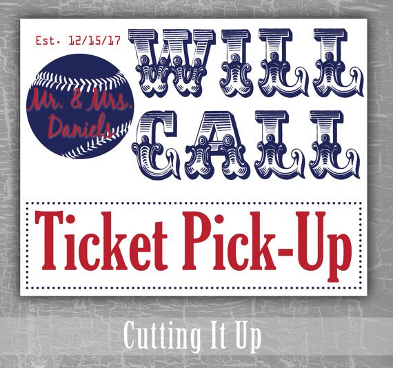 sportsbride's tweet image. Baseball Wedding Will Call Sign, Ticket Pick Up, Sports Theme, Wedding Sign, Escort Card, Place Card, Bar Mitzvah, Washington Nationals by C... Be Inspired! #washingtonwedding #baseballbar #barwill etsy.me/2EAYT7j