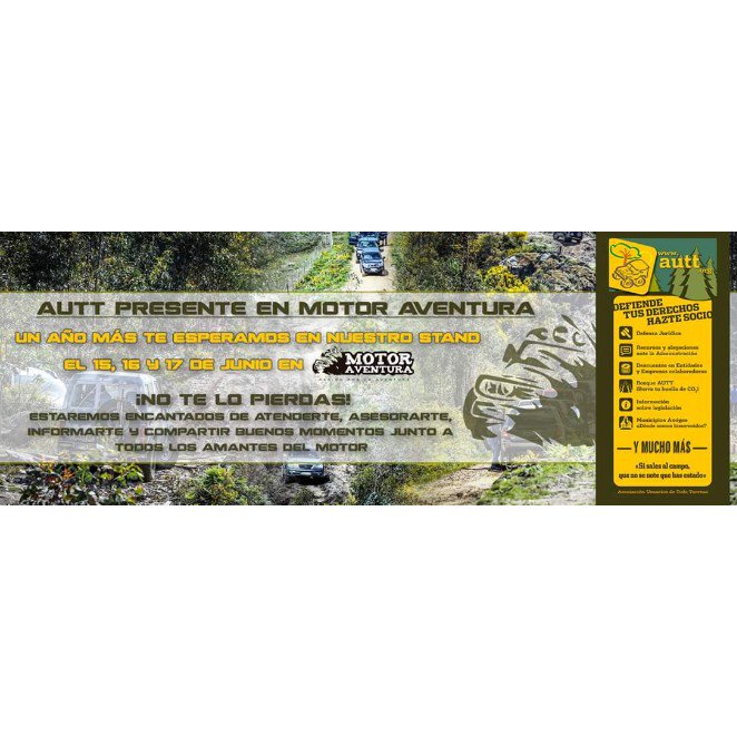 AsocUsuariosTT's tweet photo. #EVENTOSAUTT

¡No paramos! ¡Seguimos haciendo ruido y queremos estar presentes allá donde esté nuestra afición! Estaremos presentes en Motor Aventura 

Nos podréis encontrar en nuestro stand.
¡Te esperamos! ¡Tenemos muchas cosas que contarte!

#YOSOYAUTT #MotorAventura18 #MA18 https://t.co/3YvhB8CLym