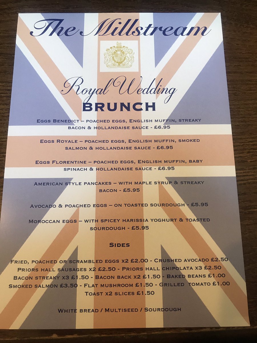 The_millstream's tweet photo. Join us next Saturday 19th may for the royal wedding @The_millstream https://t.co/pXcH4ZwRLr