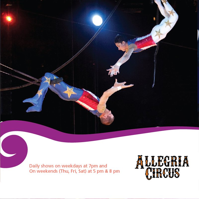 SpringBrkFest's tweet image. Acrobatic stunt that is just astonishing and remarkable done by the wonder woman at the Allegria Circus. Book your tickets on Qtickets / Paythem or visit us to watch shows on weekdays at 7 pm and on weekends at 5 pm and 8 pm.
#SBF #Kids #Families #Festivals #Entertainment #Events