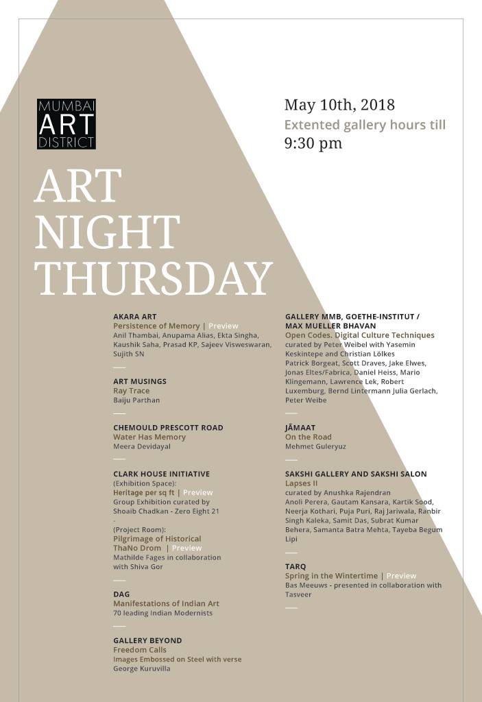 tarqtweets's tweet photo. TOMORROW | We're back with #ArtNightThursday, just in time for the opening of @BasMeeuws's #SpringInTheWintertime. We're open till 9:30pm, come by!
@Tasveer_Arts @DaubleArt #TARQ #UpNext #ContemporaryArt #Photography #Exhibition #ANT #MumbaiArtDistrict https://t.co/agrc4GhQNo