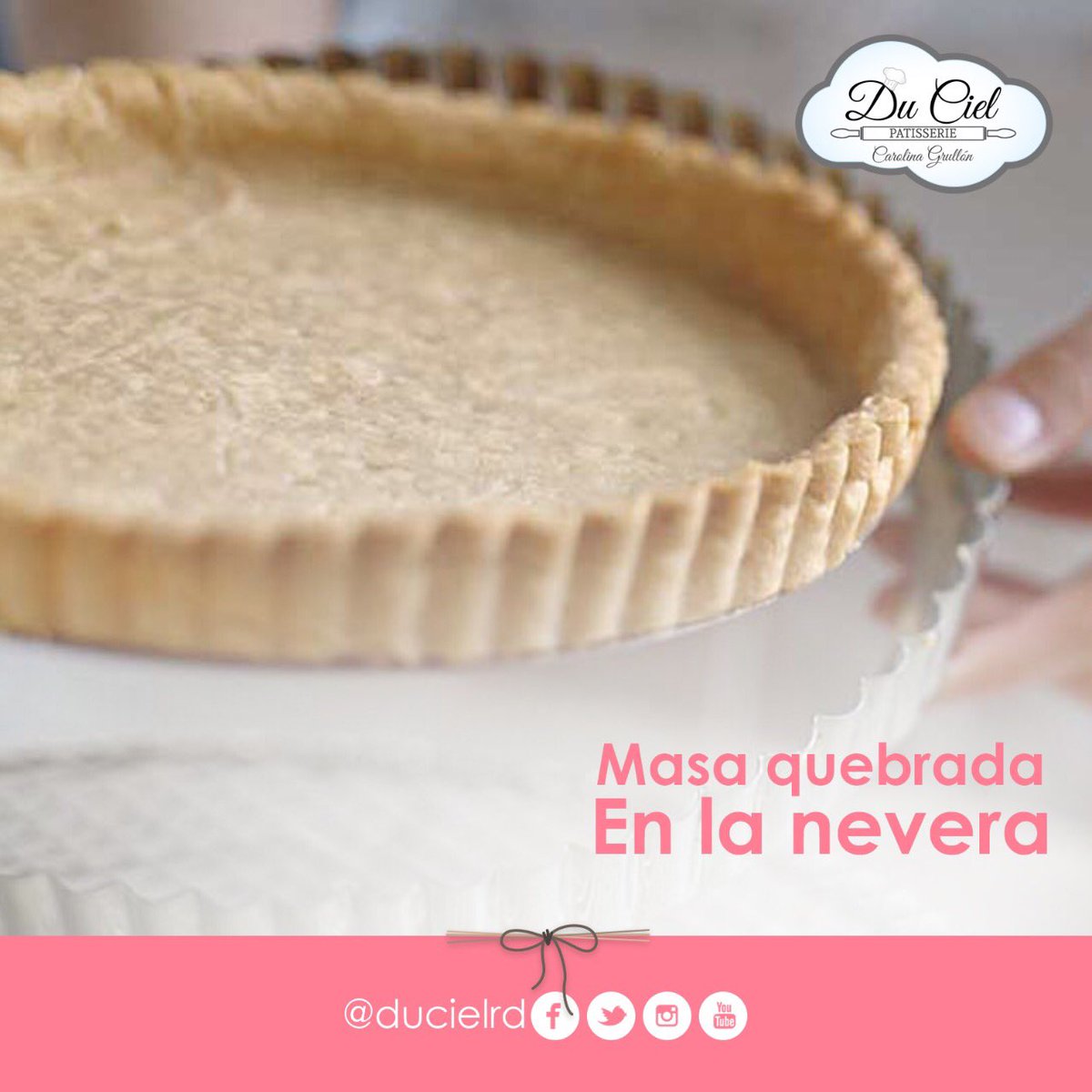 DuCielrd's tweet photo. Es recomendable introducir la masa quebrada en la nevera, para que de esta manera la masa se mantenga compacta y este menos blanda en el momento de utilizarla. #Tips #DuCiel https://t.co/iLprJuLhnp