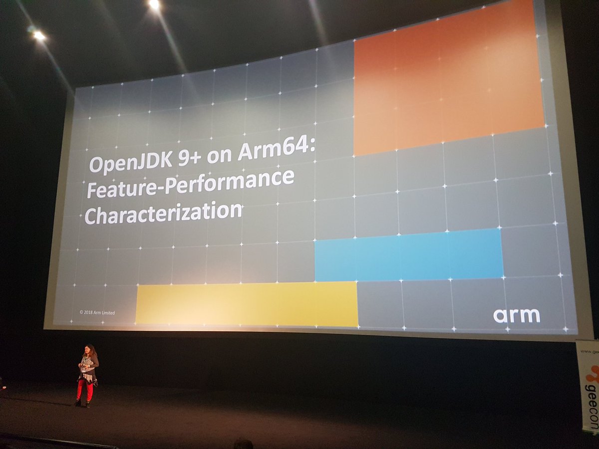 ionutbalosin's tweet photo. Really interesting presentation about arm based servers and Java at #geecon2018 by @mon_beck ! https://t.co/GwEmLWZXje