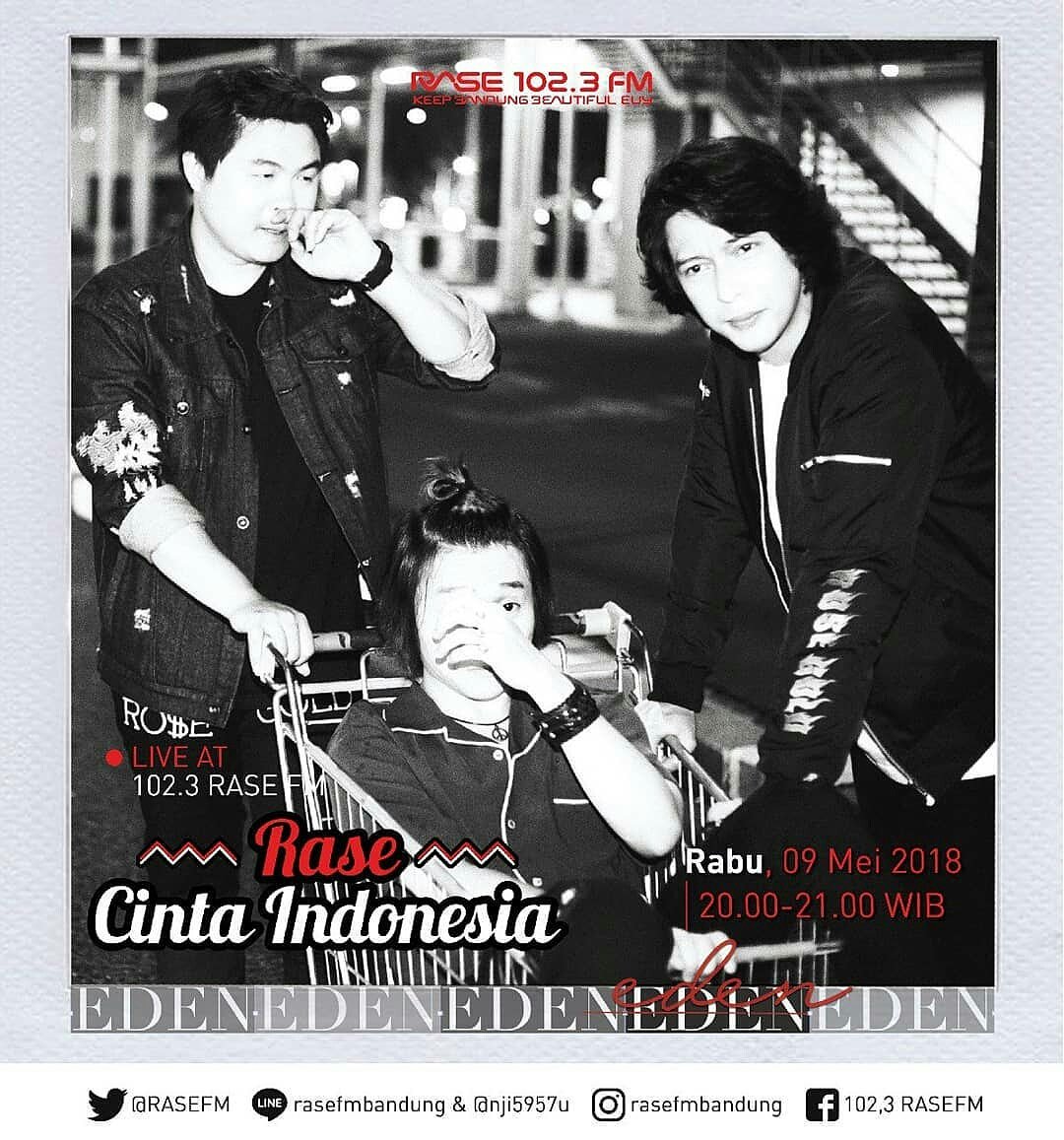 Hallo guys malam ini <a href="/edenmusic_/">EDEN OFFICIAL</a> bakalan ada di <a href="/RASEFMBANDUNG/">RASE FM BANDUNG</a>  stay tune ya ,jangan sampe ketinggalan ya #rasefmbandung #EDENmusic_ #wesupportedenmusic_