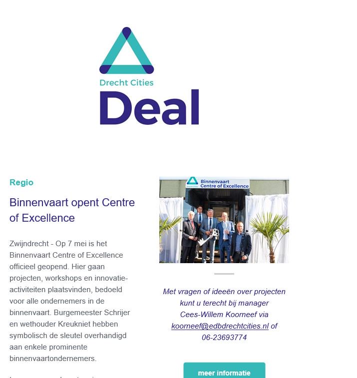 DealDrecht's tweet photo. De @DealDrecht #nieuwsbrief is uit! Met de opening van het #Binnenvaart #Centre of Excellence, #investments, @Drechtstedenregio en #Economic #Development #Board #DC2030. Lees ‘m snel! https://t.co/zbXPpBVOQV https://t.co/c0FSgGQq9k