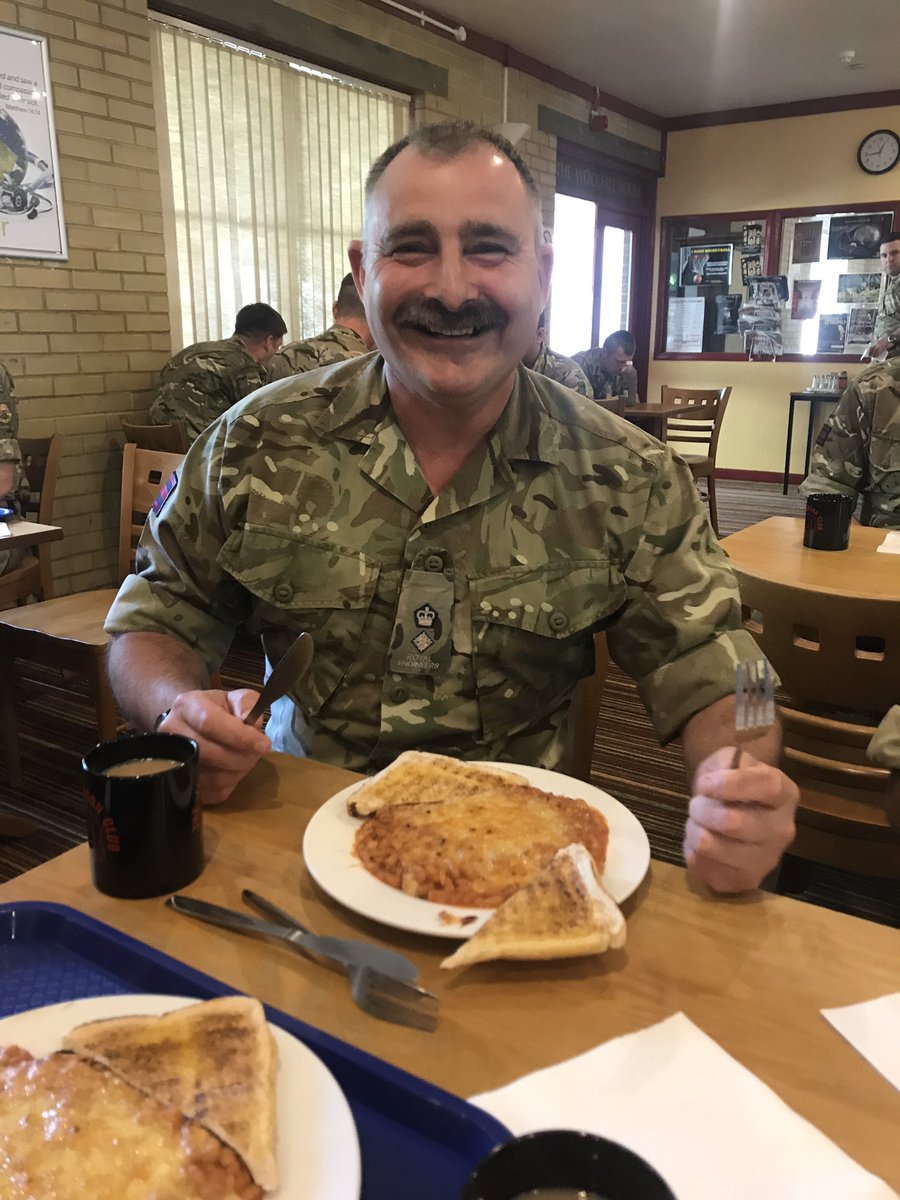 CorpsSM's tweet photo. After 37yrs service in @BritishArmy SO1 soldiers @Spence747RE tries his first cheesy beans in the #JacksonClub @Proud_Sappers @3RSMERegt https://t.co/yqeehkcOkp