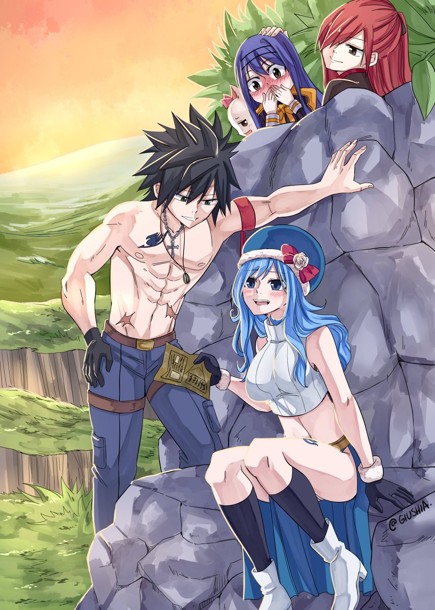 giushia's tweet photo. @hiro_mashima このイラストは、先日東京のサイン会でお渡しした、海外・日本合作のファンブックに入っている私の作品です！ お忙しい中、見て頂きありがとうございます 💙💙 https://t.co/GCzwJ99fIG