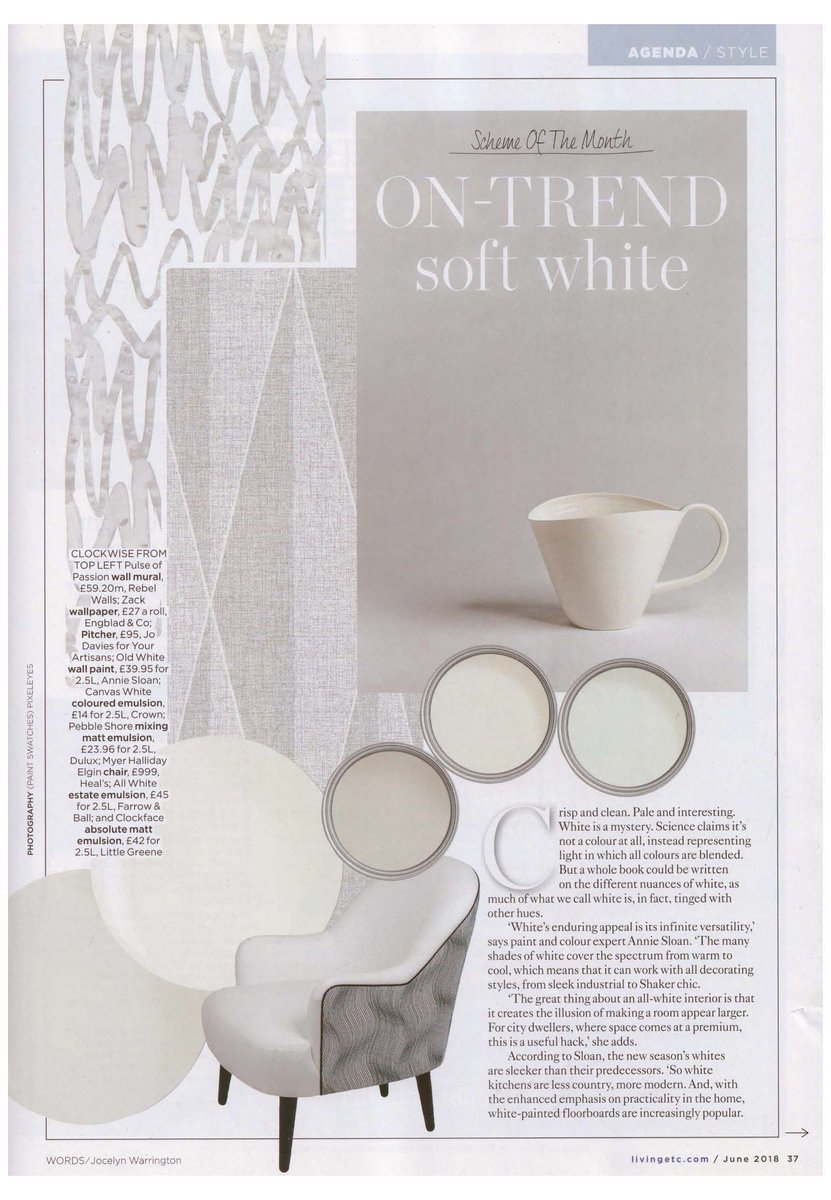 AnnieSloanHome's tweet photo. I know many of you know me for my love of COLOUR, but I can do neutrals too! Take a look at the June issue of @Livingetc for my top tips on using white on white! https://t.co/ueFRiUBvh2