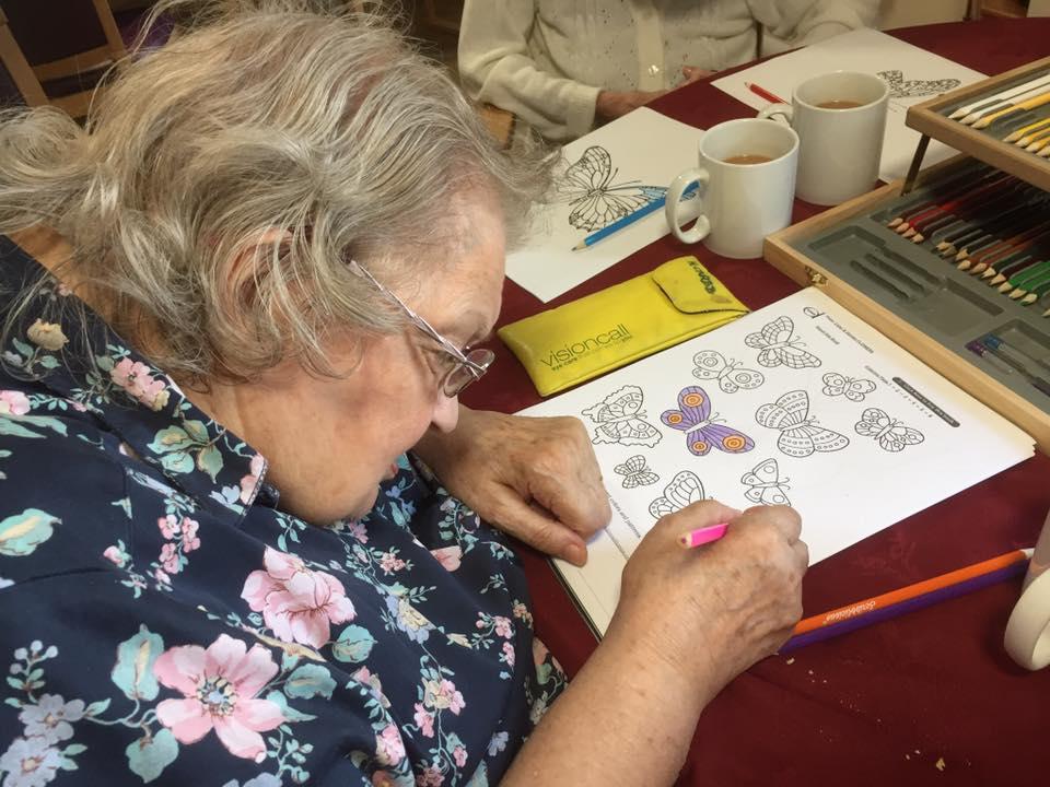 CasterbridgeDT2's tweet photo. We are creating a butterfly wall here at @CasterbridgeDT2 we have made a start today colouring some beautiful additions to the wall follow it's progress over the next few weeks #dementiaawarenessweek #butterflywall #dementiaawareness #dementiafriends #dementia #Alzheimers #care https://t.co/ryUuLooxYs