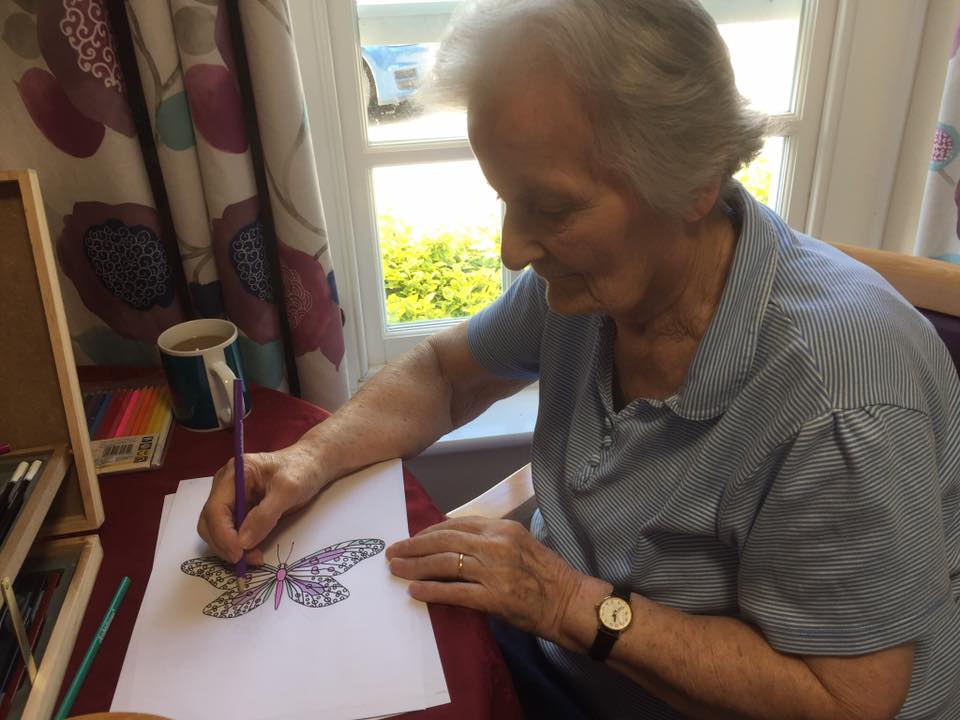 CasterbridgeDT2's tweet photo. We are creating a butterfly wall here at @CasterbridgeDT2 we have made a start today colouring some beautiful additions to the wall follow it's progress over the next few weeks #dementiaawarenessweek #butterflywall #dementiaawareness #dementiafriends #dementia #Alzheimers #care https://t.co/ryUuLooxYs