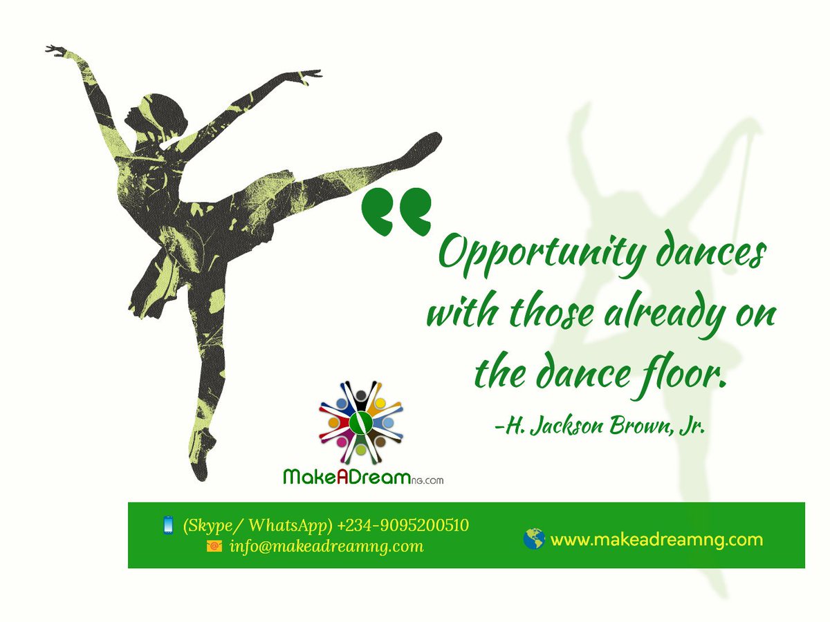 MakeADream_NG's tweet photo. Happy #Wednesday Africa! ~ "Opportunity dances with those already on the dance floor" - -H. Jackson Brown, Jr. ~
True or false? ~
#wisdom #wisdomwednesday #makeadream_ng #makeadreamng https://t.co/YMtDFDpXAT