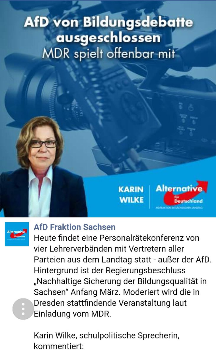 trollkommando's tweet photo. Die #AfD-Sachsen wird angeblich nicht eingeladen, was folgt? #Lügen plus #mimimi. 

Und dann: der Kommentar der alles gut erklärt. <3 

#noafd #fcknzs #Sachsen #mdr https://t.co/RSALpDakIj