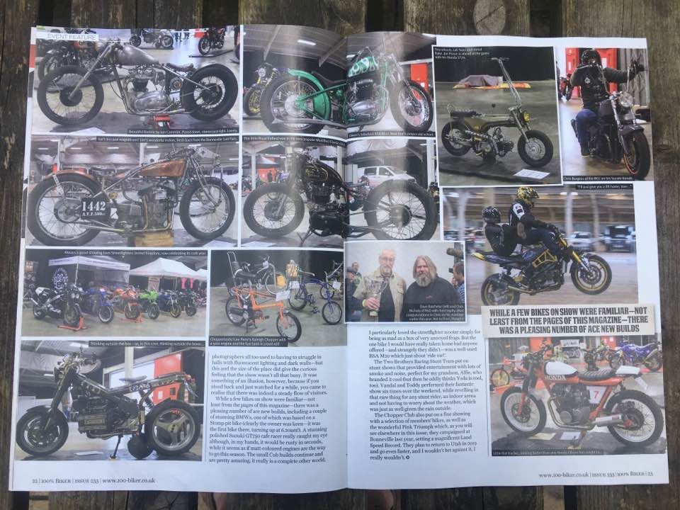 KICKBACKSHOWS's tweet image. Great coverage of KICKBACK in this month's 100% Biker. Is your bike featured? @HandbuiltShow @FTWCO @100BikerMag @BlackTopMediaUK @Showmaster_Neil @BritainBiking @bijoulatina @ClassicBikesUK @deuscustoms @FastecRacing please retweet info on our next show @ TheCustomShow.com