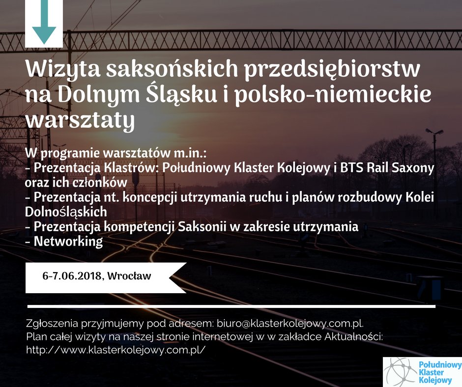 Zapraszamy do stolicy Dolnego Śląska! 
Więcej informacji: klasterkolejowy.com.pl/items/show/zap…
Zapraszamy w imieniu:
@BTSRailSaxony 
Wirtschaftsförderung Sachsen, 
<a href="/KlasterKolejowy/">KlasterKolejowy</a>,
<a href="/OTTIMAplusKOLEJ/">OTTIMAplus dla kolei</a> 
@Koleje <a href="/KolejeD/">Koleje Dolnośląskie</a> 
#workshop #rail #Wrocław