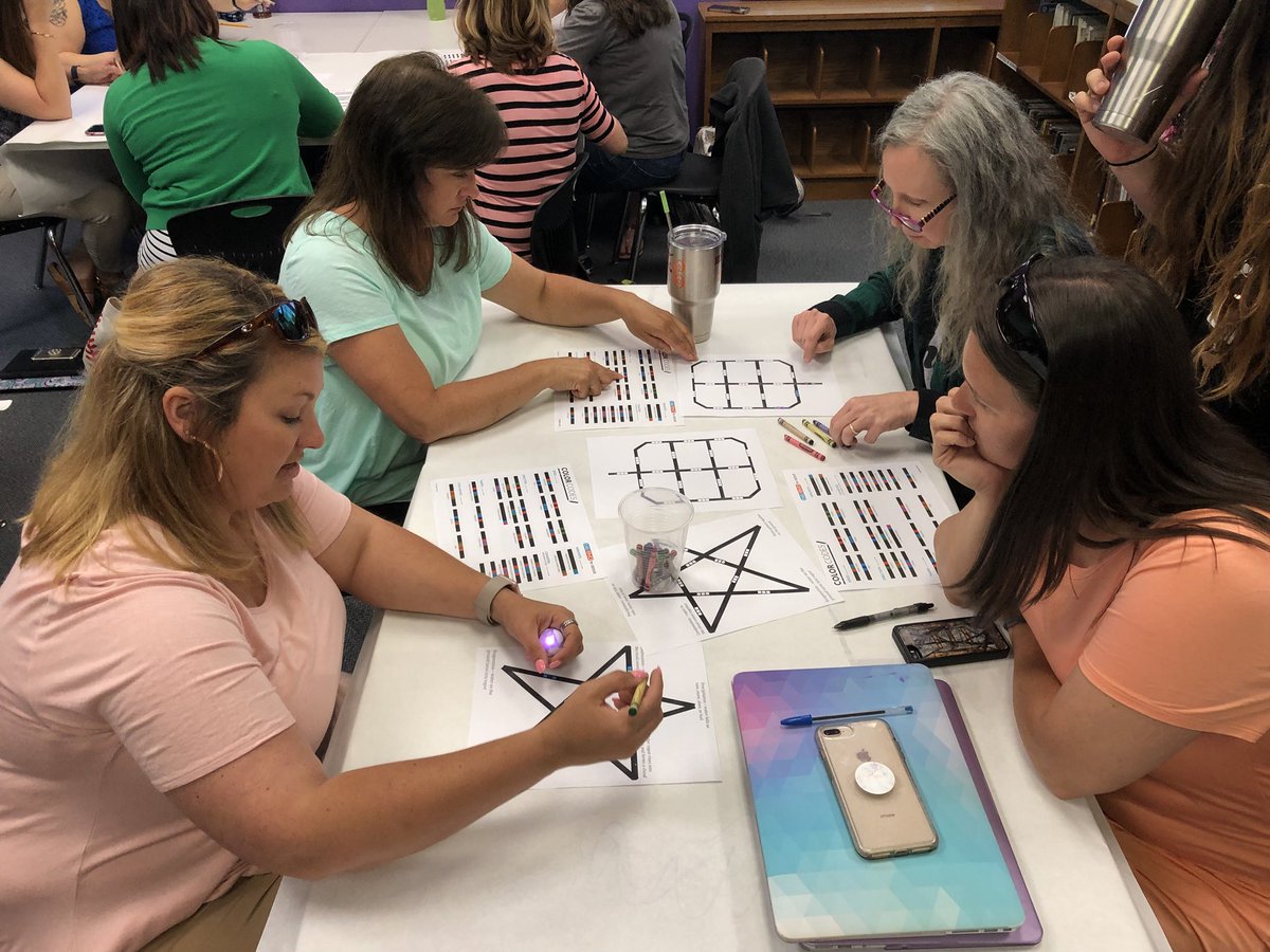 MrT_Librarian's tweet photo. Round 2 of staff meeting fun!  This time, Woodleaf was learning about @Ozobot! @Tryazon https://t.co/BdtSuqQdEC