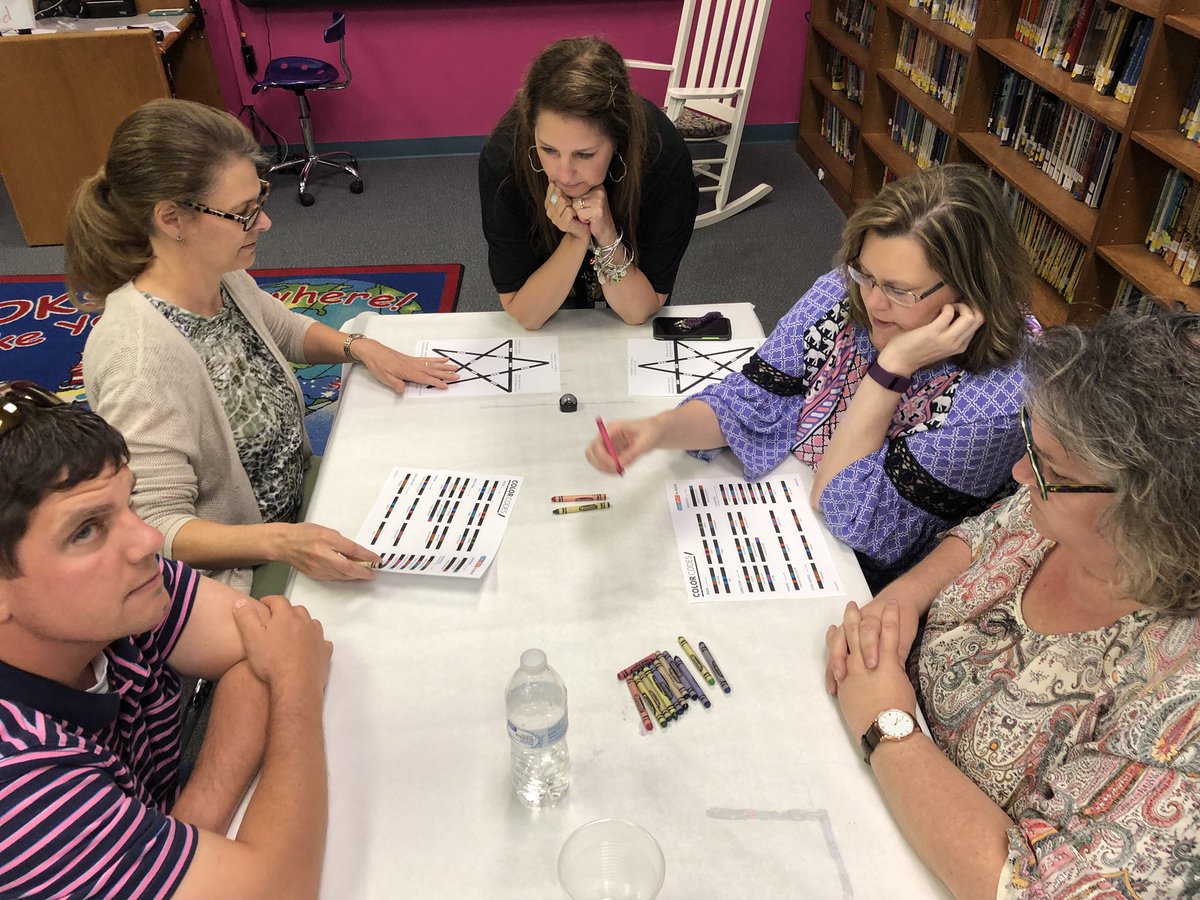 MrT_Librarian's tweet photo. Round 2 of staff meeting fun!  This time, Woodleaf was learning about @Ozobot! @Tryazon https://t.co/BdtSuqQdEC